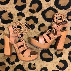 ASOS platform lace up wooden heels